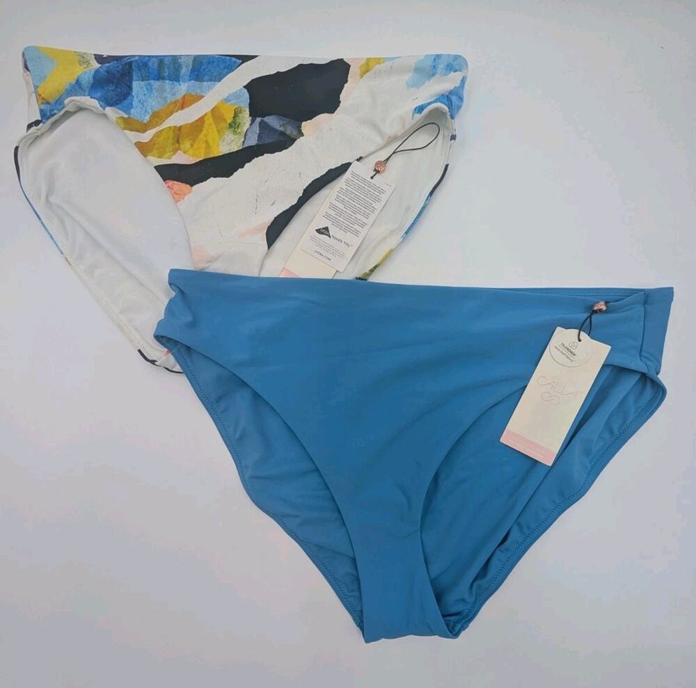 2x Calia Core Mid Rise Bottom Women's Large L Collage Pure White/Tranquil Blue